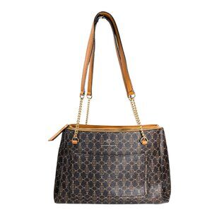 Nanette Lepore Signature Brown PVC Faux Leather Chain Strap Tote